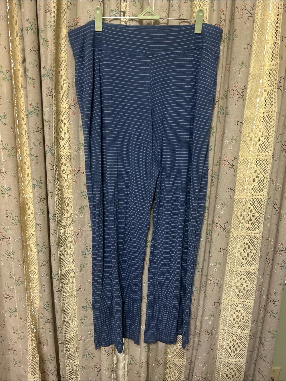 Soma Womens XL Blue Stripe Wide Leg Lounge Pajama Pants Soft‎ Stretch